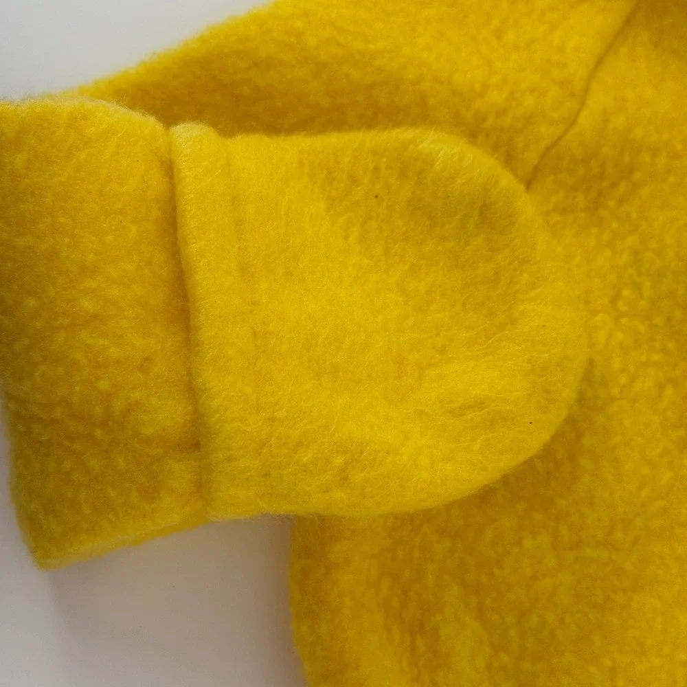 Baby Winnie the Pooh Fleece Snowsuit Bunting Yellow Hooded Footed‎ 12M VINTAGE